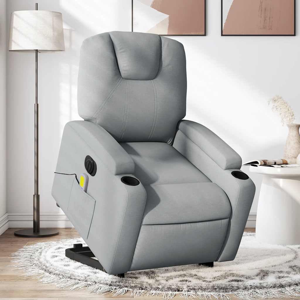 Fauteuil inclinable de massage électrique Gris clair Tissu - XIOS