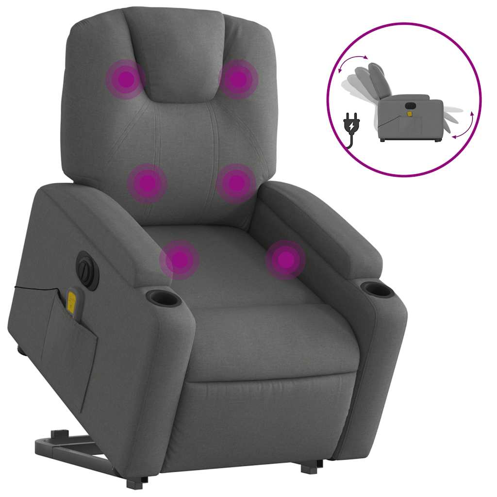 Fauteuil inclinable de massage électrique Gris foncé Tissu - XIOS