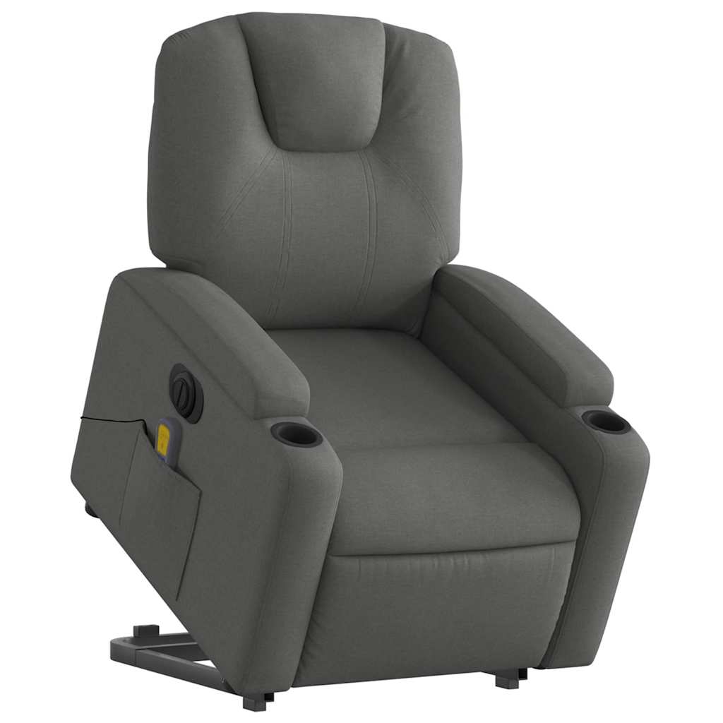 Fauteuil inclinable de massage électrique Gris foncé Tissu
