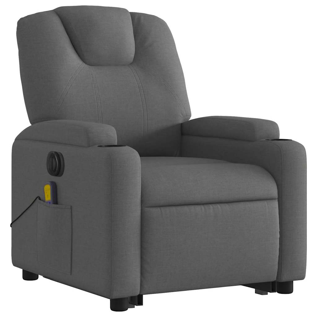 Fauteuil inclinable de massage électrique Gris foncé Tissu