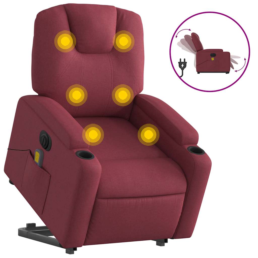Fauteuil inclinable de massage électrique Rouge bordeaux Tissu - XIOS