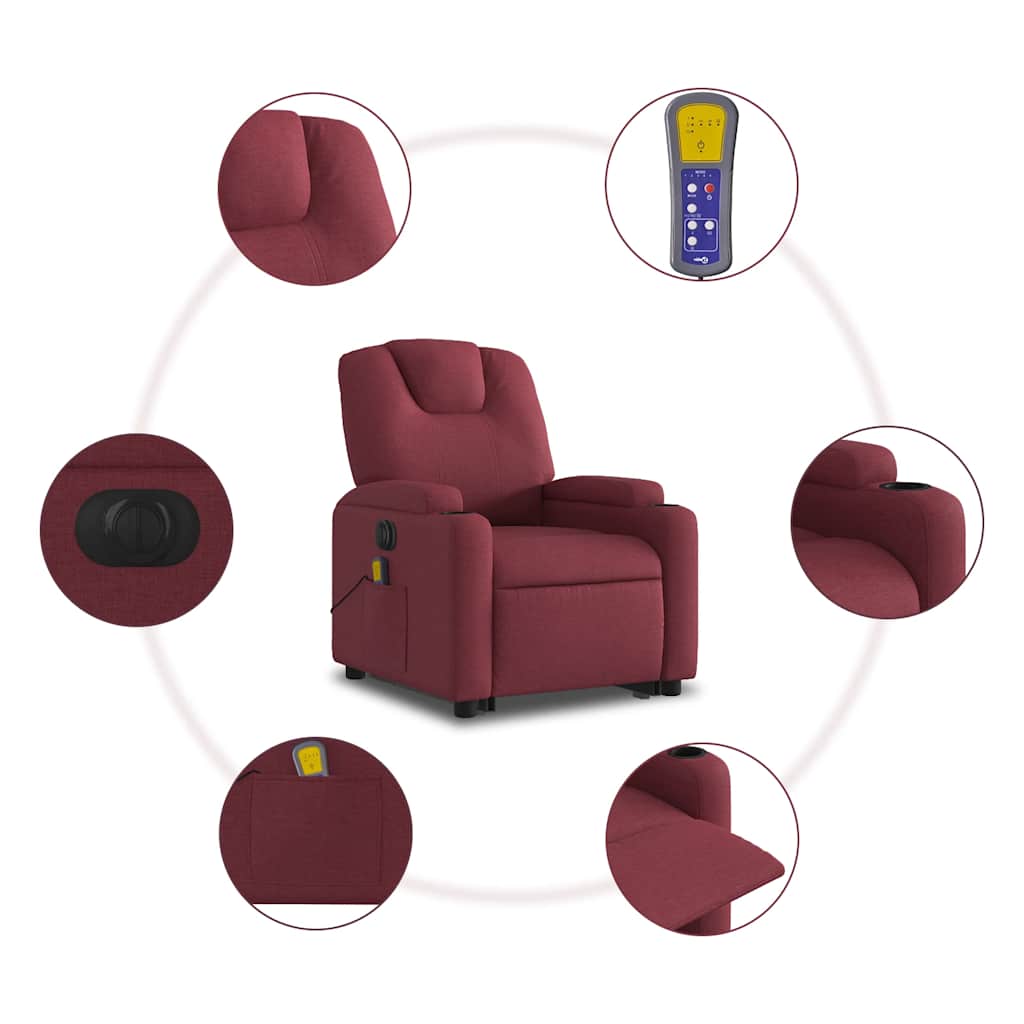 Fauteuil inclinable de massage électrique Rouge bordeaux Tissu - XIOS
