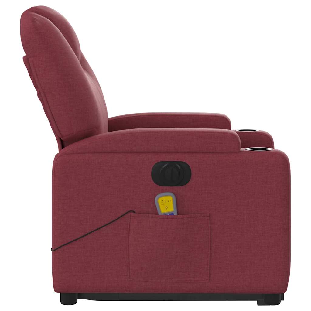 Fauteuil inclinable de massage électrique Rouge bordeaux Tissu