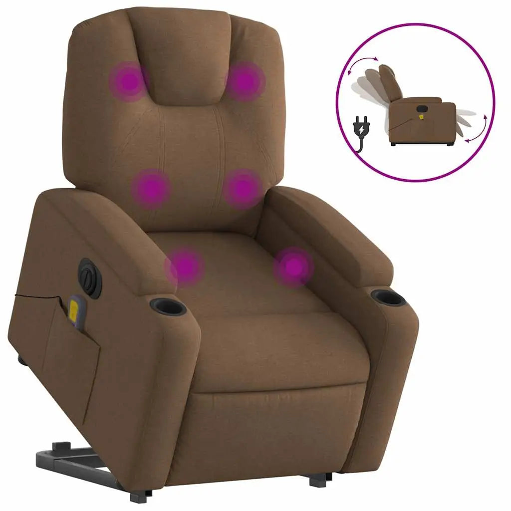 Fauteuil inclinable de massage électrique Marron Tissu - XIOS