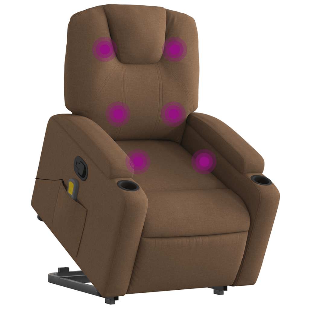 Fauteuil inclinable de massage électrique Marron Tissu