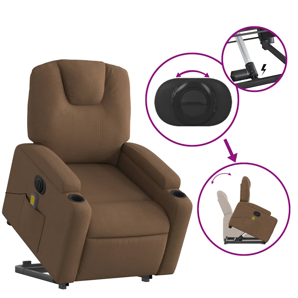 Fauteuil inclinable de massage électrique Marron Tissu - XIOS