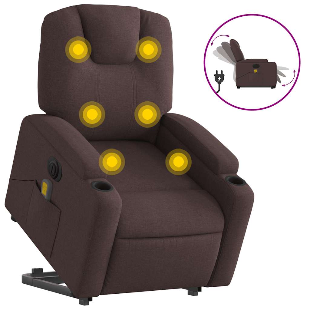Fauteuil inclinable de massage électrique Marron foncé Tissu - XIOS