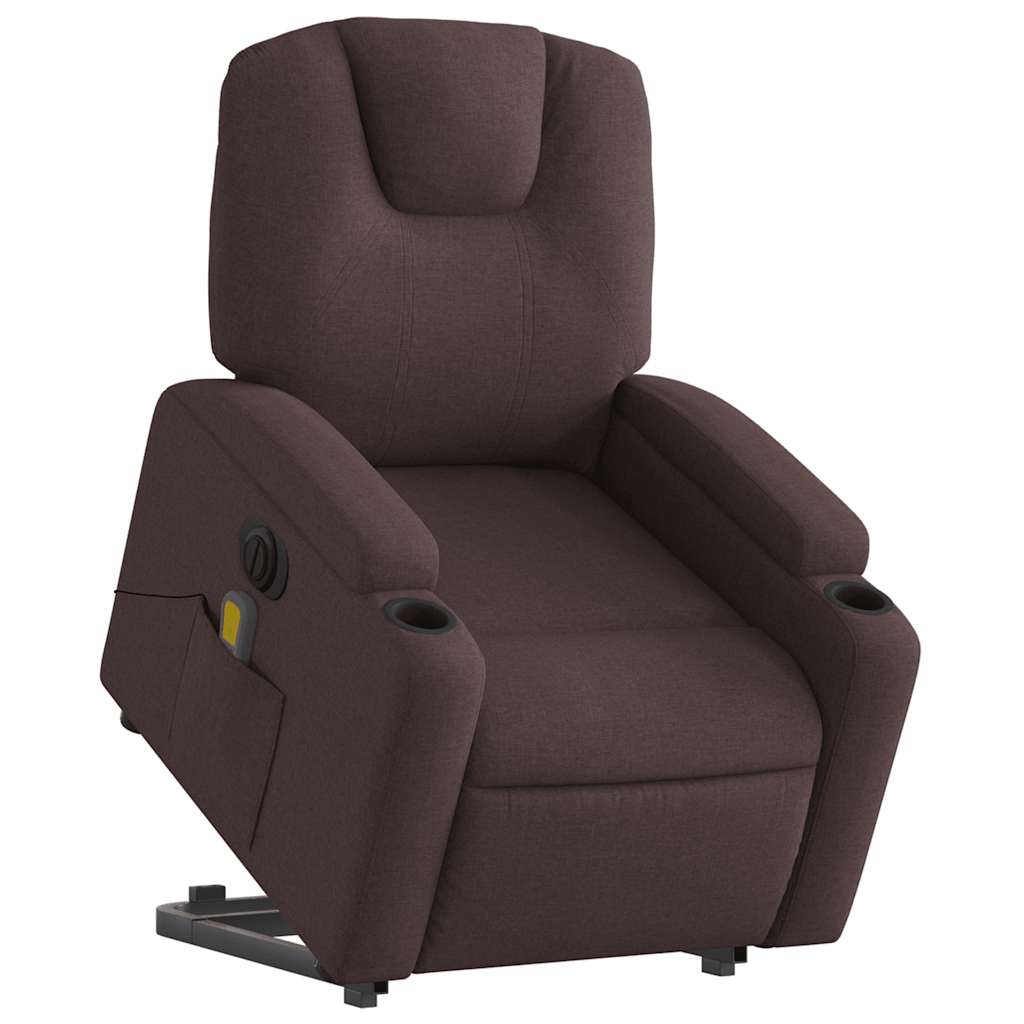 Fauteuil inclinable de massage électrique Marron foncé Tissu