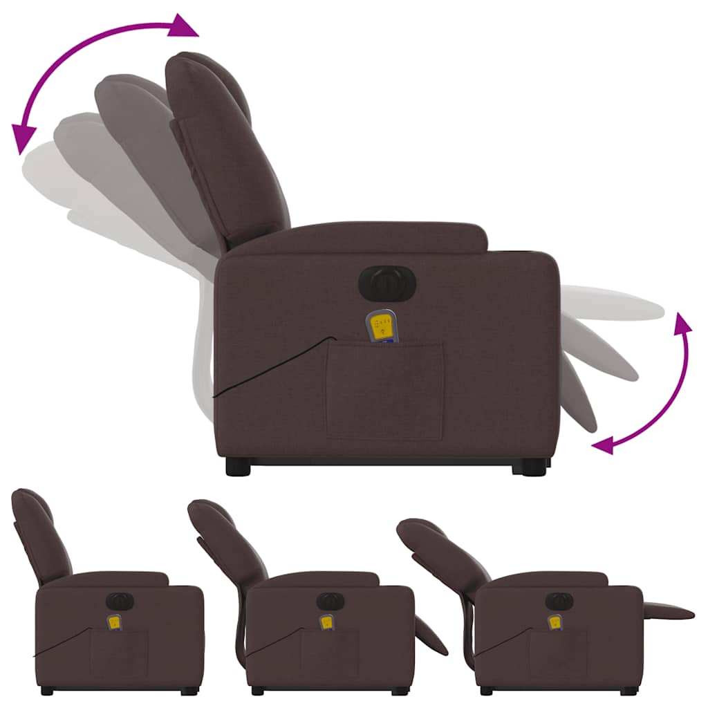 Fauteuil inclinable de massage électrique Marron foncé Tissu