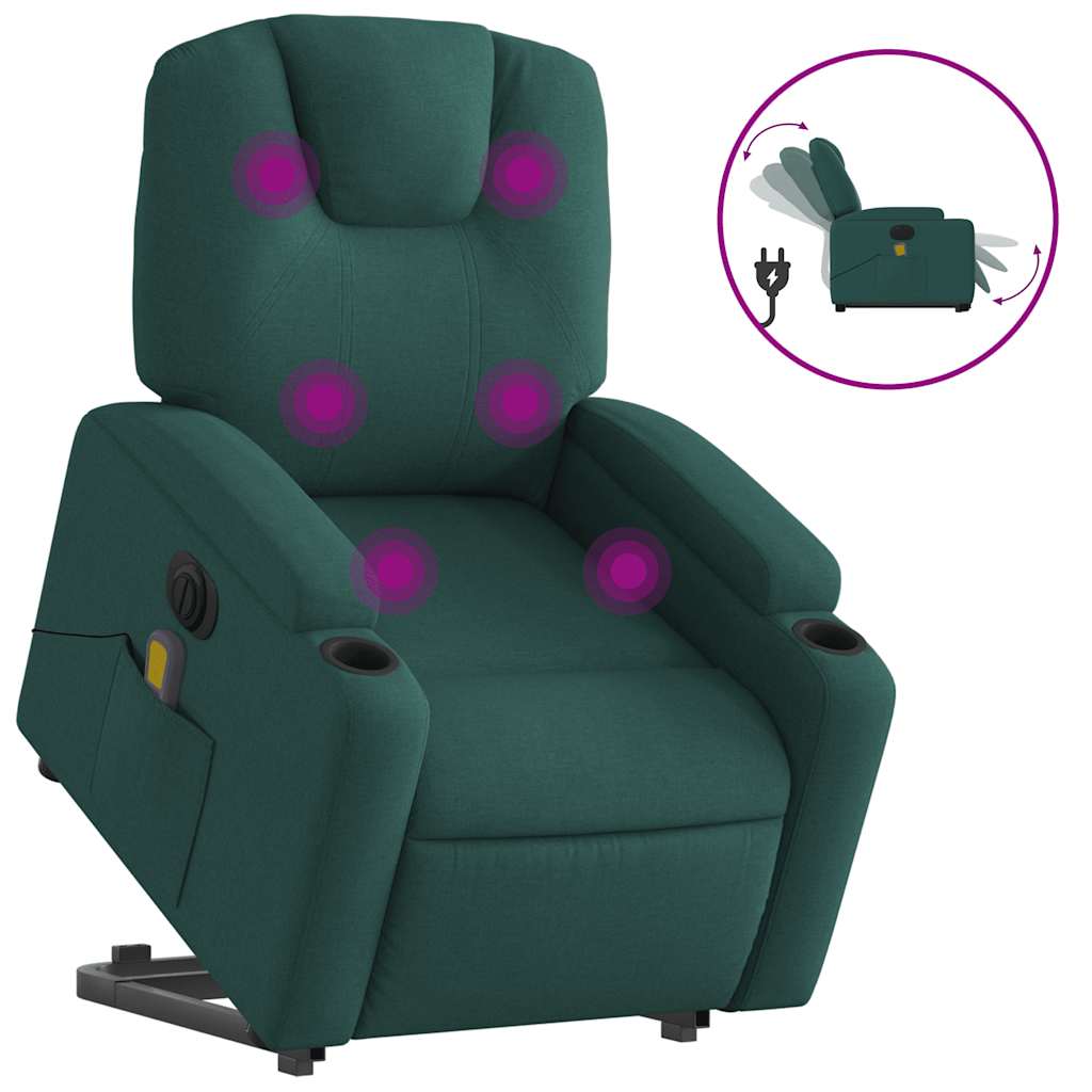Fauteuil inclinable de massage électrique Vert foncé Tissu - XIOS