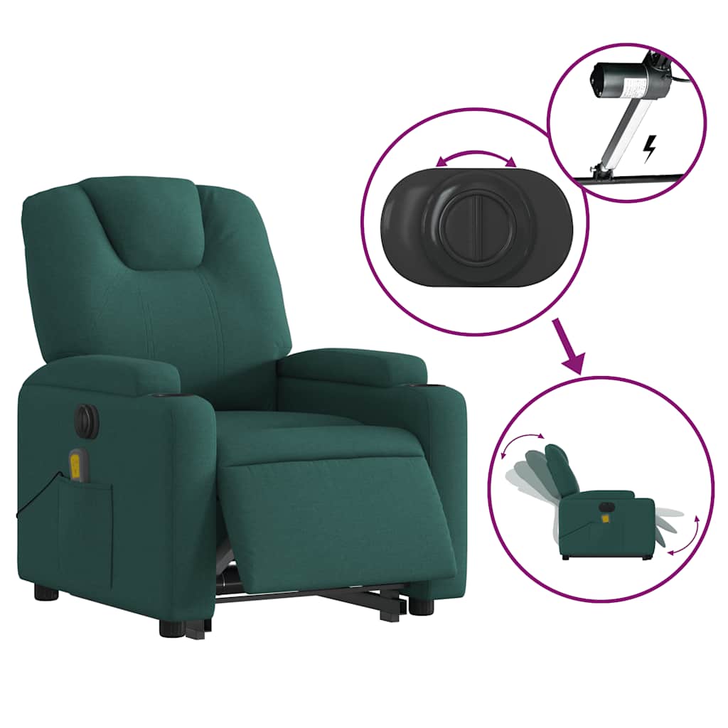 Fauteuil inclinable de massage électrique Vert foncé Tissu - XIOS