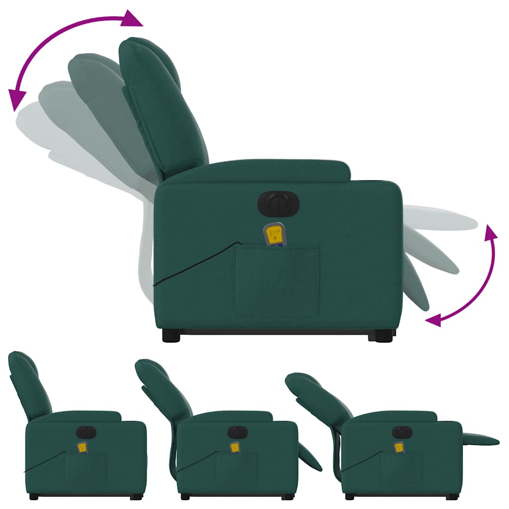 Fauteuil inclinable de massage électrique Vert foncé Tissu - XIOS