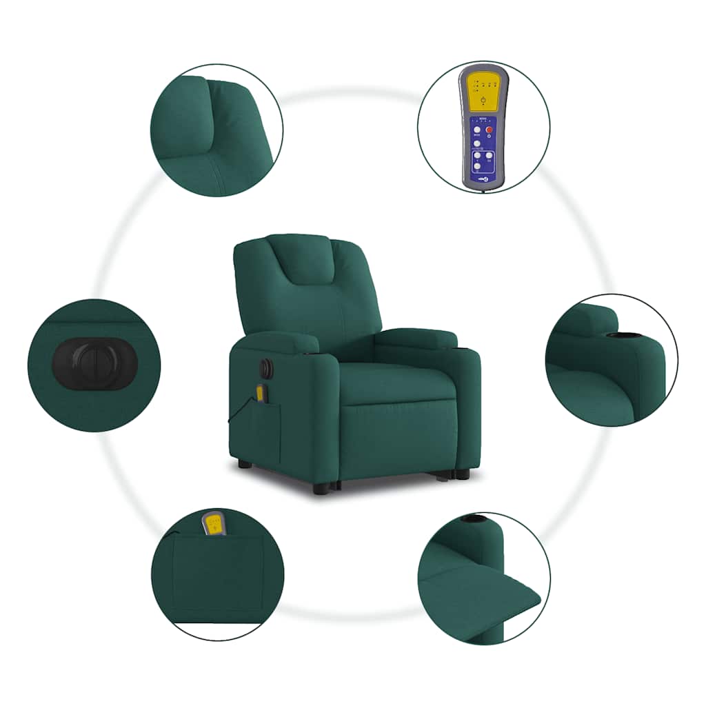 Fauteuil inclinable de massage électrique Vert foncé Tissu - XIOS
