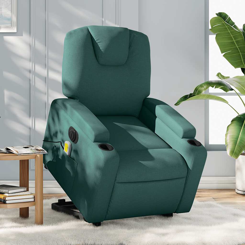 Fauteuil inclinable de massage électrique Vert foncé Tissu - XIOS