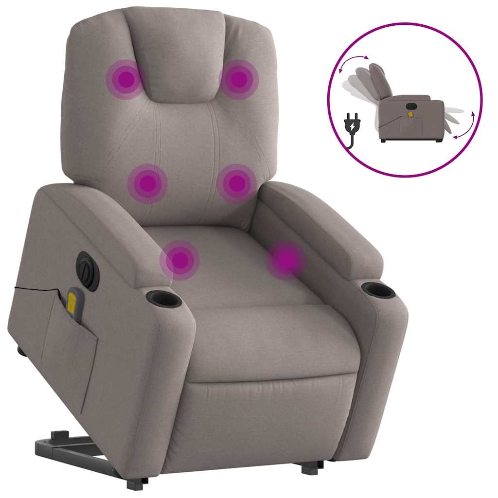 Fauteuil inclinable de massage électrique Taupe Tissu - XIOS