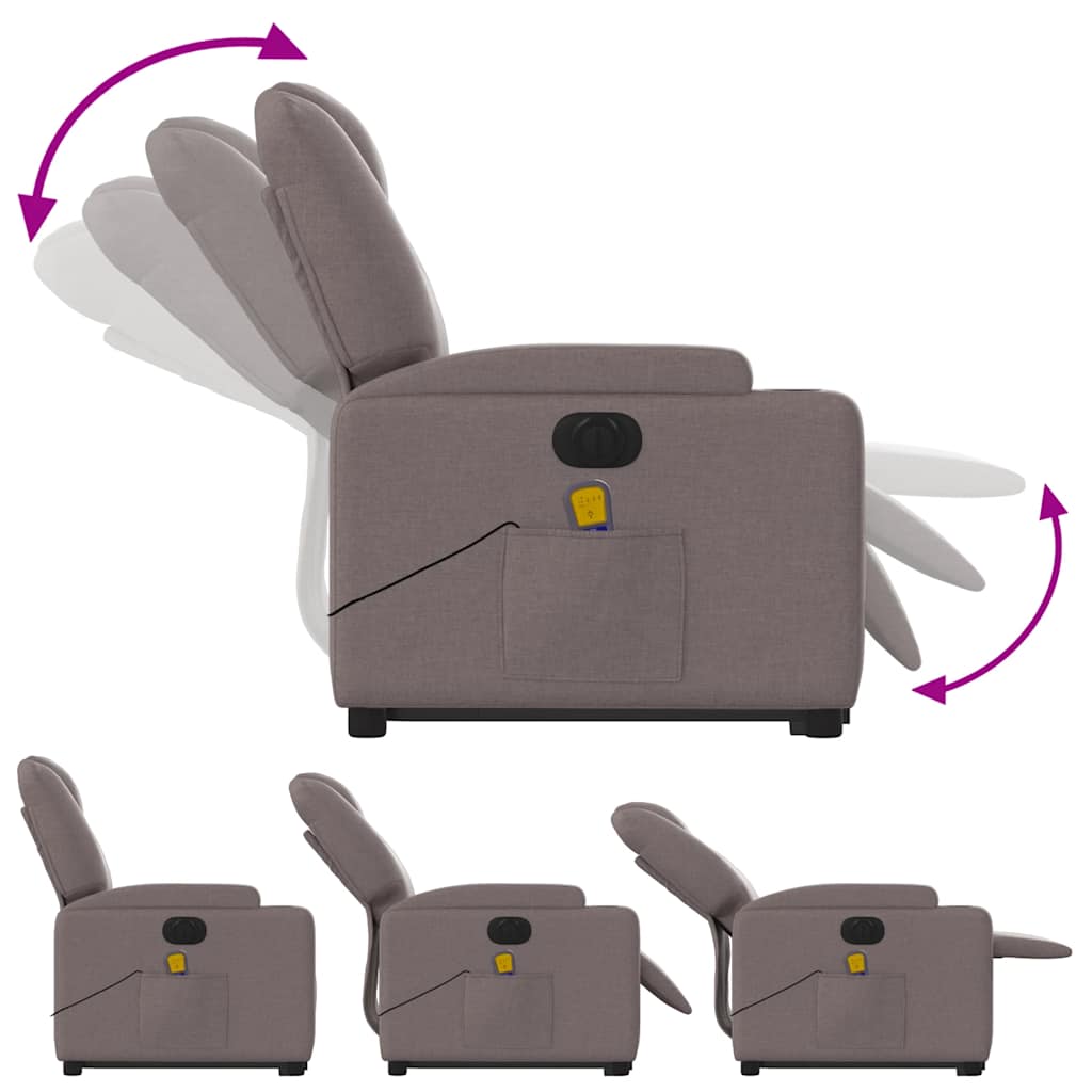 Fauteuil inclinable de massage électrique Taupe Tissu