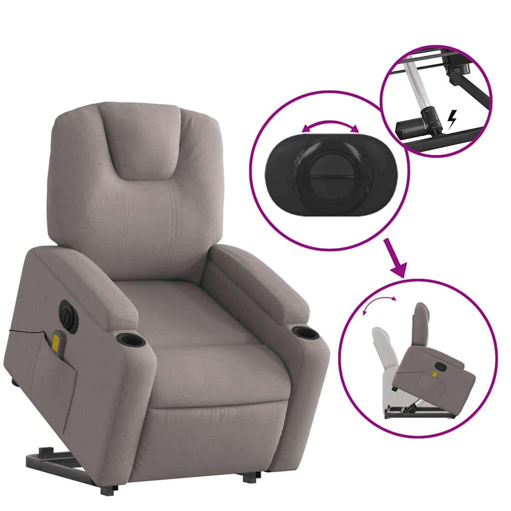 Fauteuil inclinable de massage électrique Taupe Tissu - XIOS