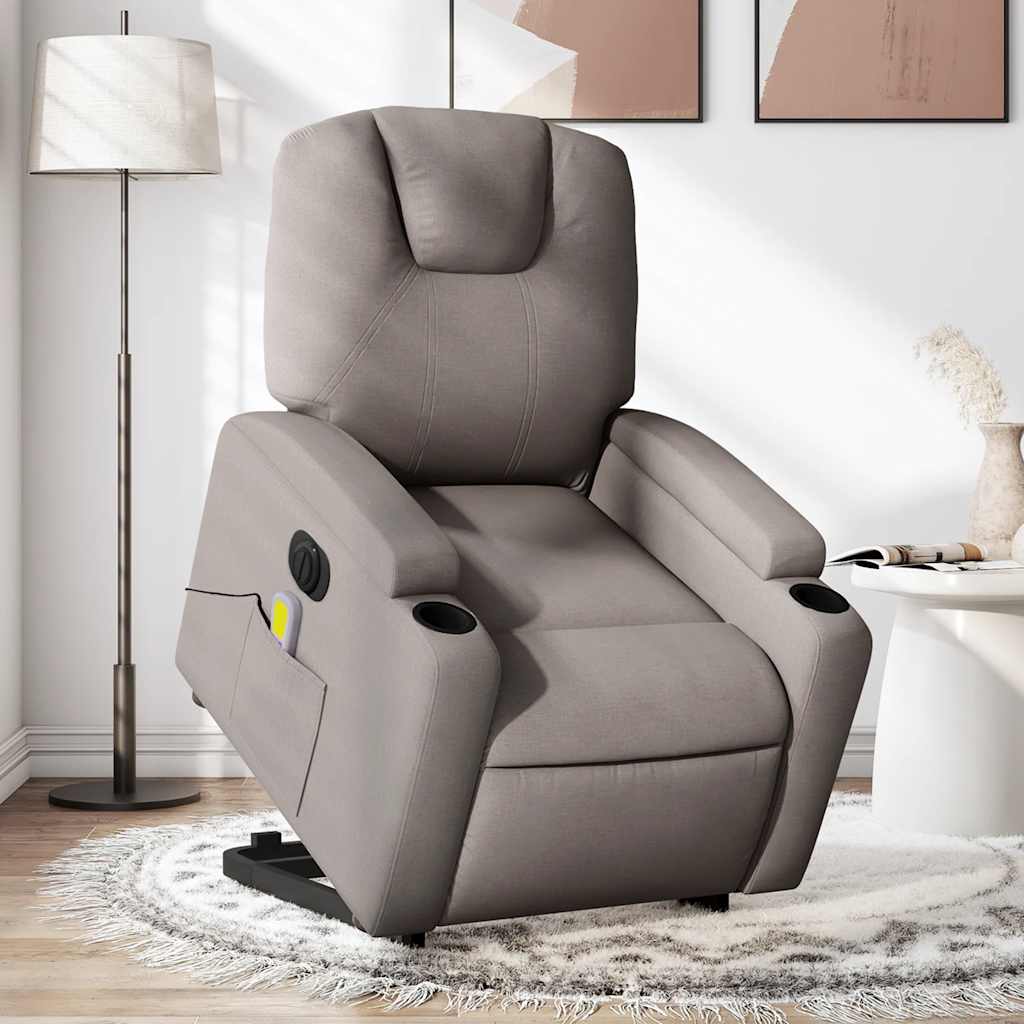Fauteuil inclinable de massage électrique Taupe Tissu