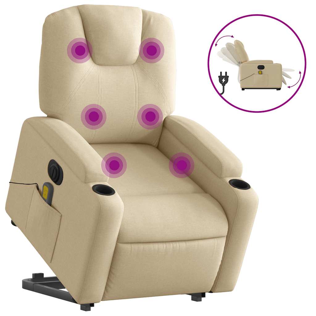 Fauteuil inclinable de massage électrique Crème Tissu - XIOS