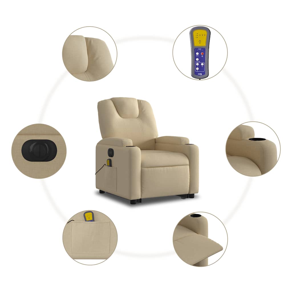 Fauteuil inclinable de massage électrique Crème Tissu - XIOS