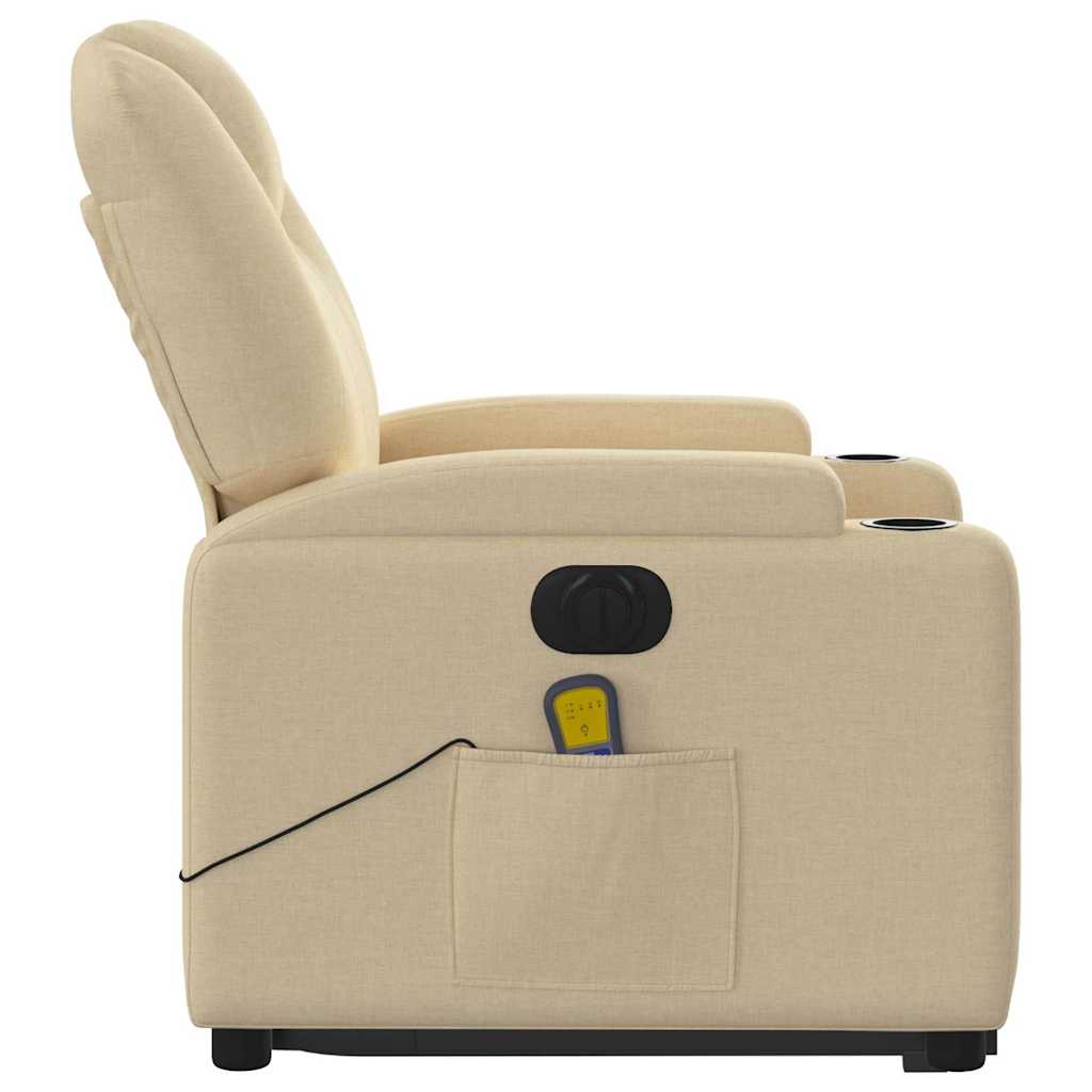 Fauteuil inclinable de massage électrique Crème Tissu