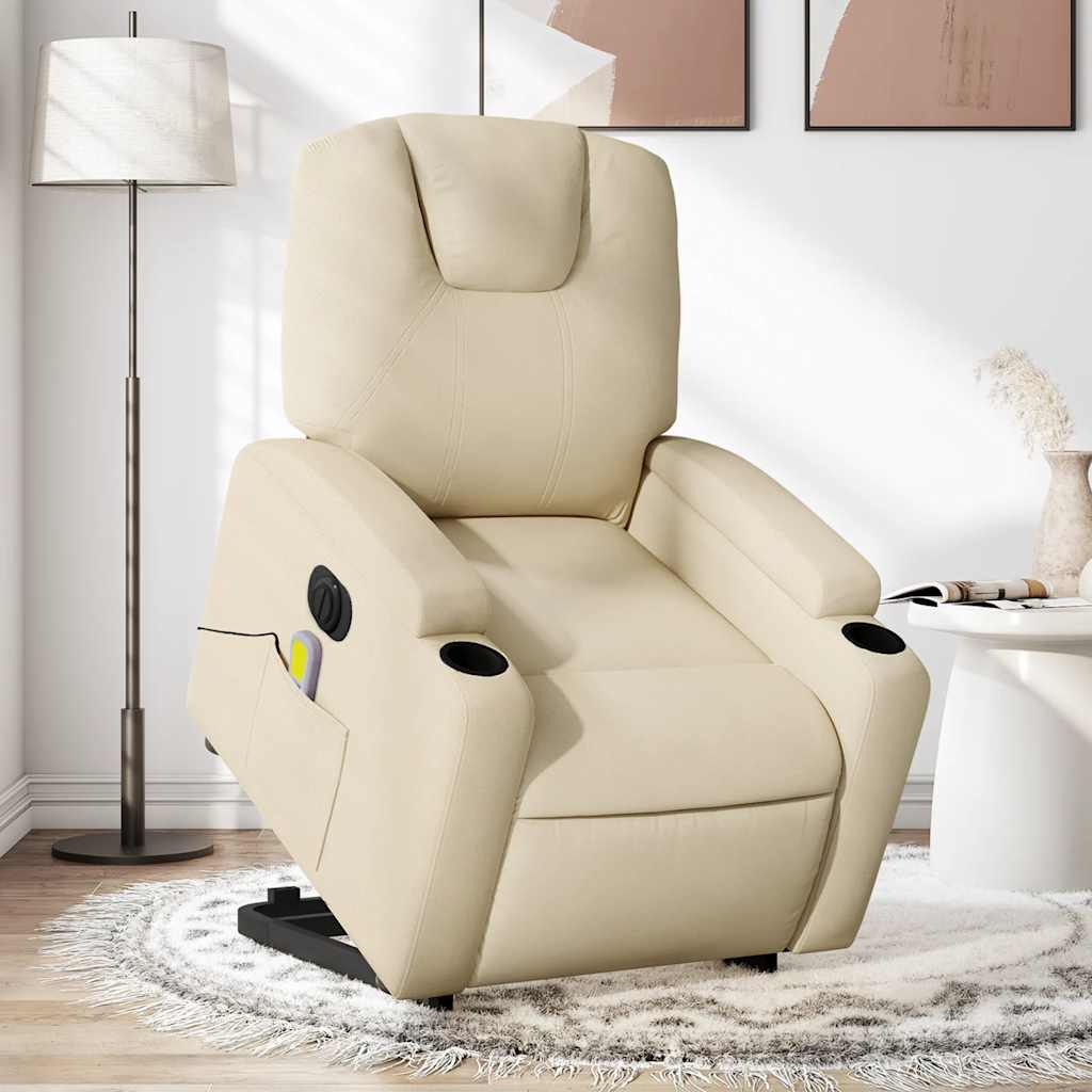 Fauteuil inclinable de massage électrique Crème Tissu - XIOS