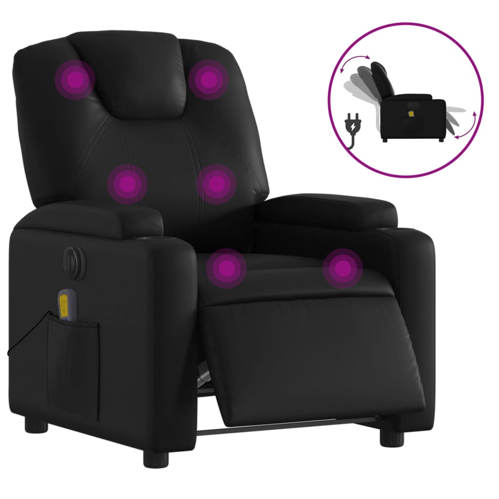 Fauteuil de massage inclinable électrique noir similicuir - XIOS