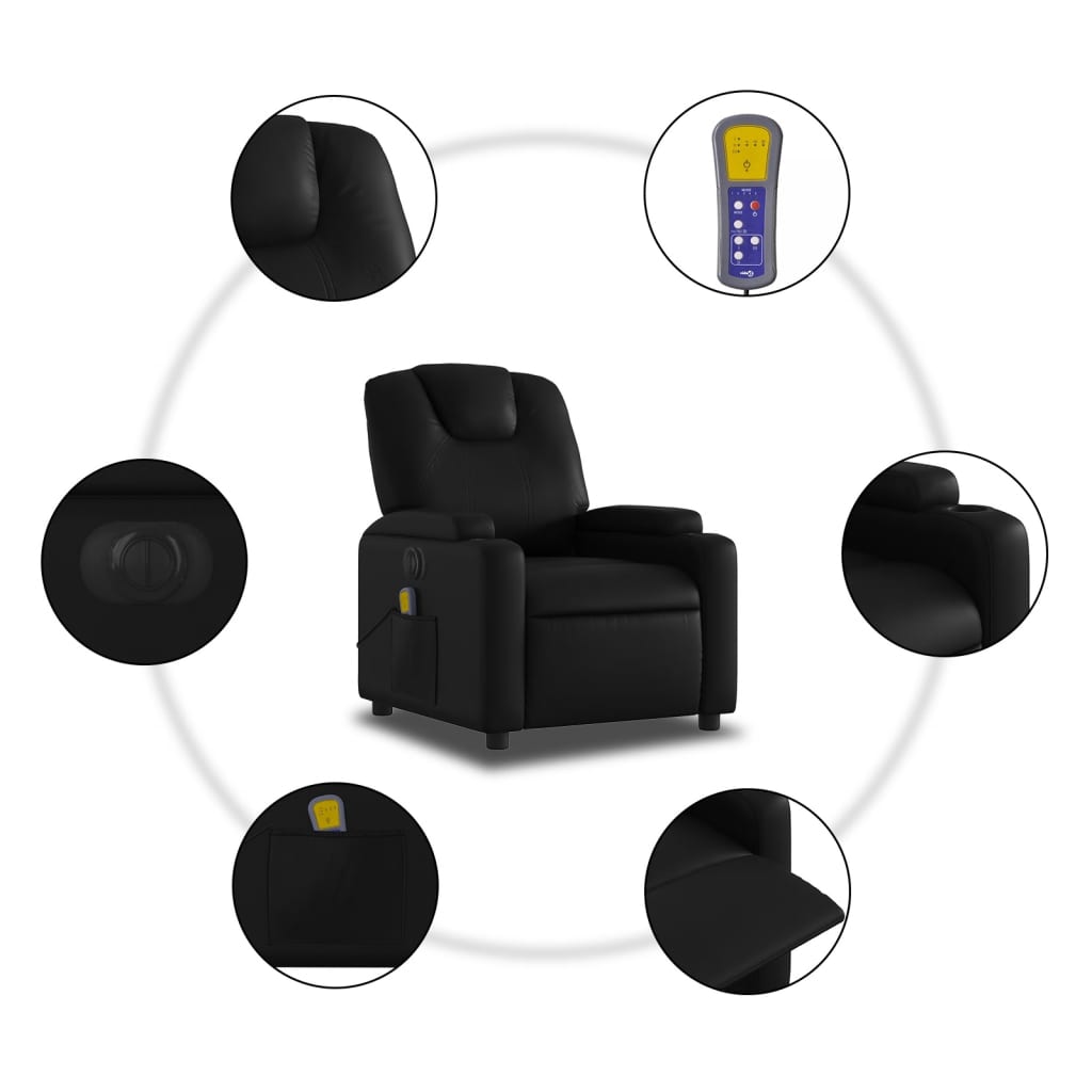 Fauteuil de massage inclinable électrique noir similicuir - XIOS