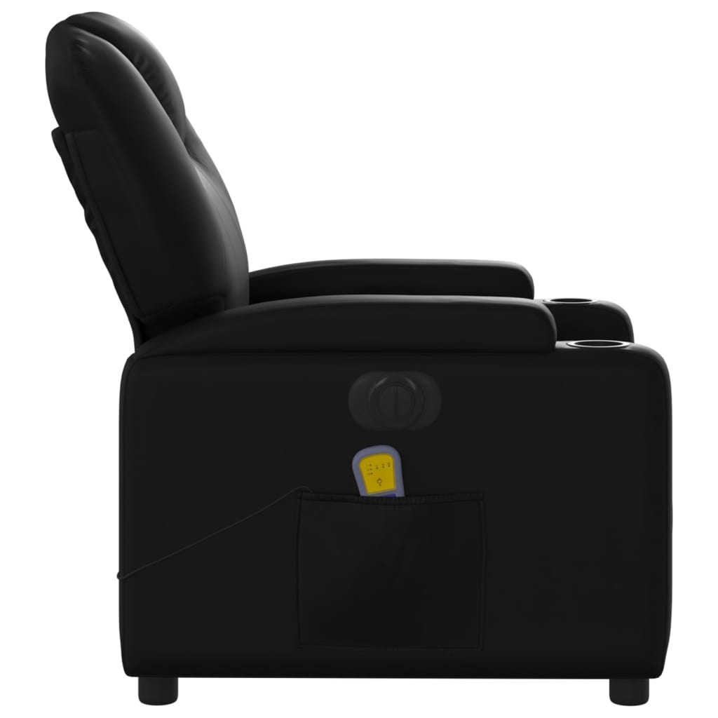 Fauteuil de massage inclinable électrique noir similicuir