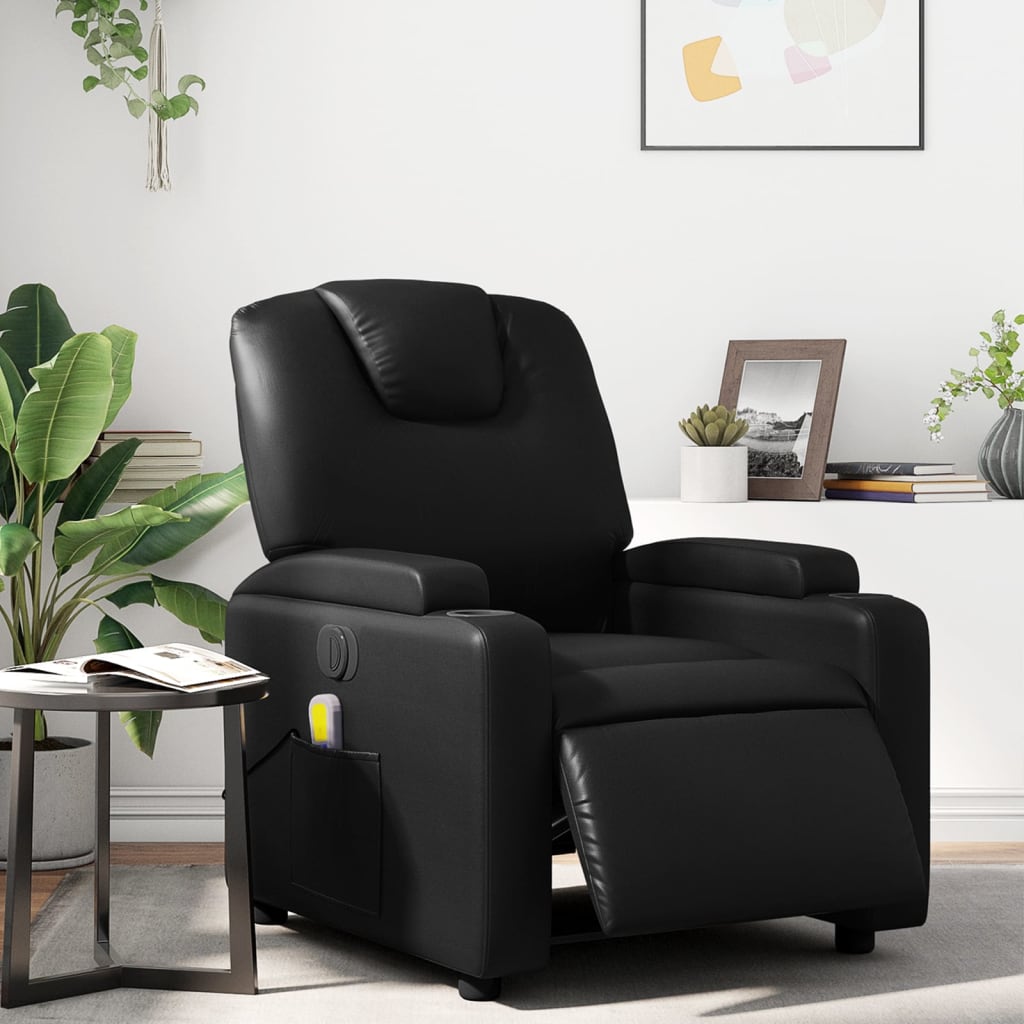 Fauteuil de massage inclinable électrique noir similicuir - XIOS