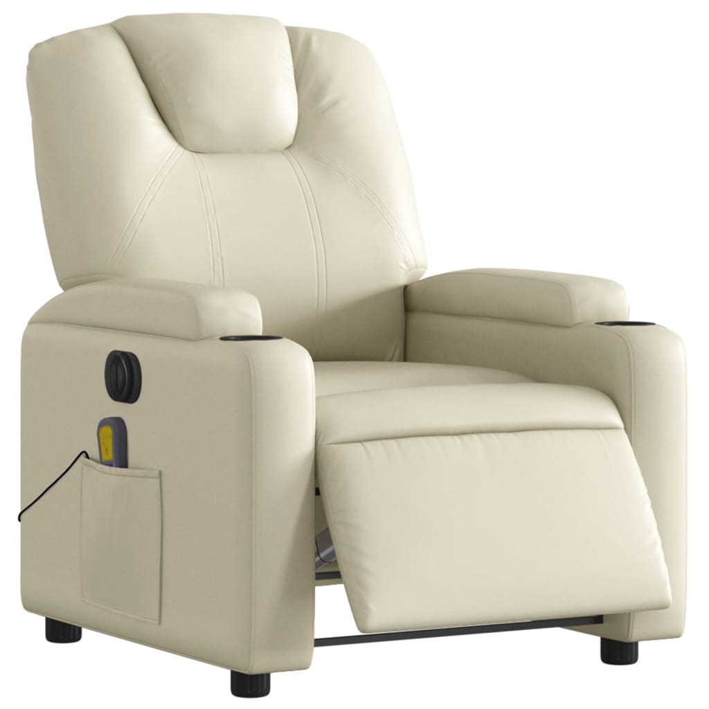 Fauteuil de massage inclinable électrique crème similicuir - XIOS