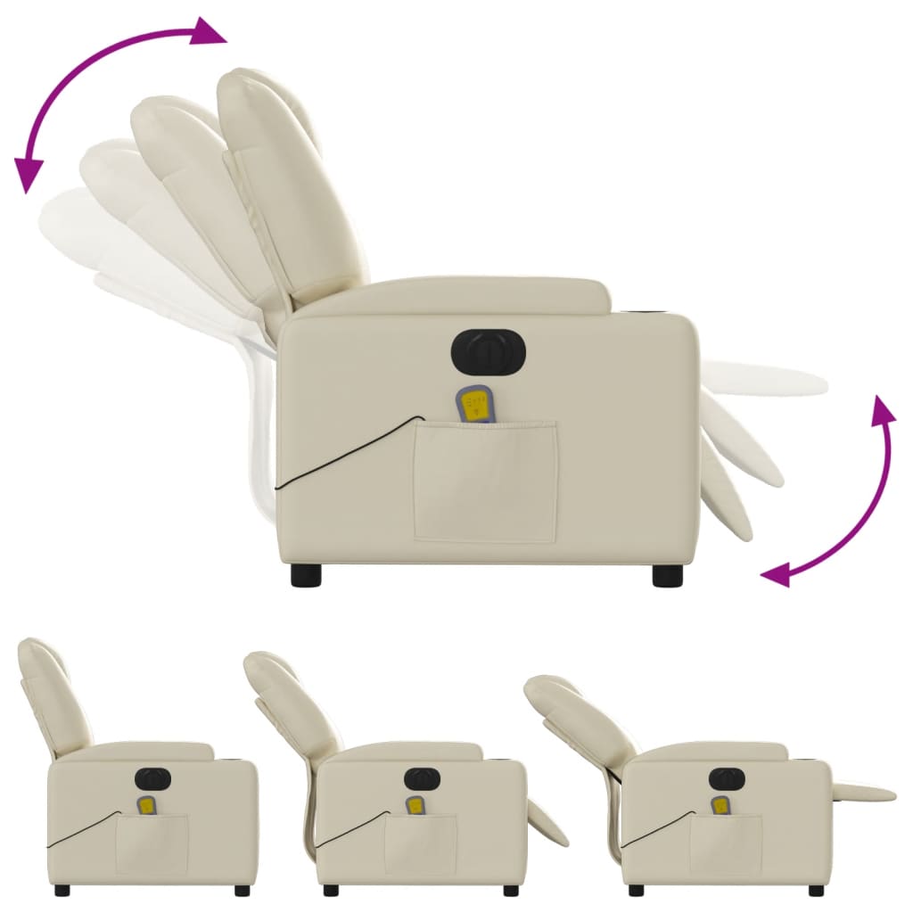 Fauteuil de massage inclinable électrique crème similicuir - XIOS