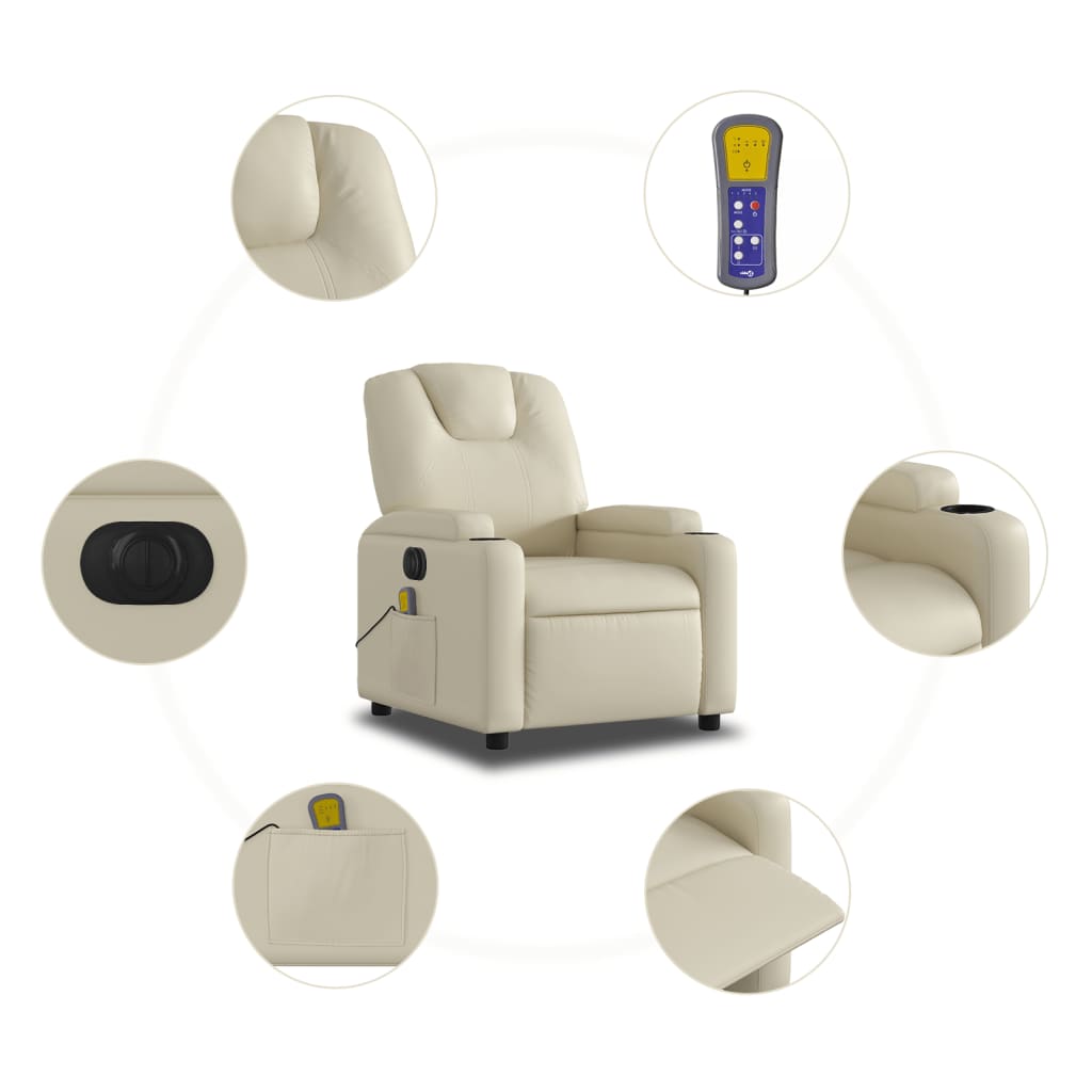 Fauteuil de massage inclinable électrique crème similicuir - XIOS