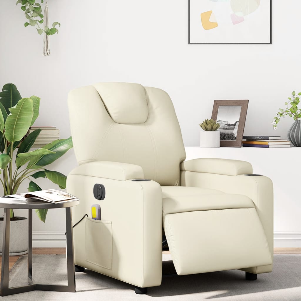 Fauteuil de massage inclinable électrique crème similicuir - XIOS