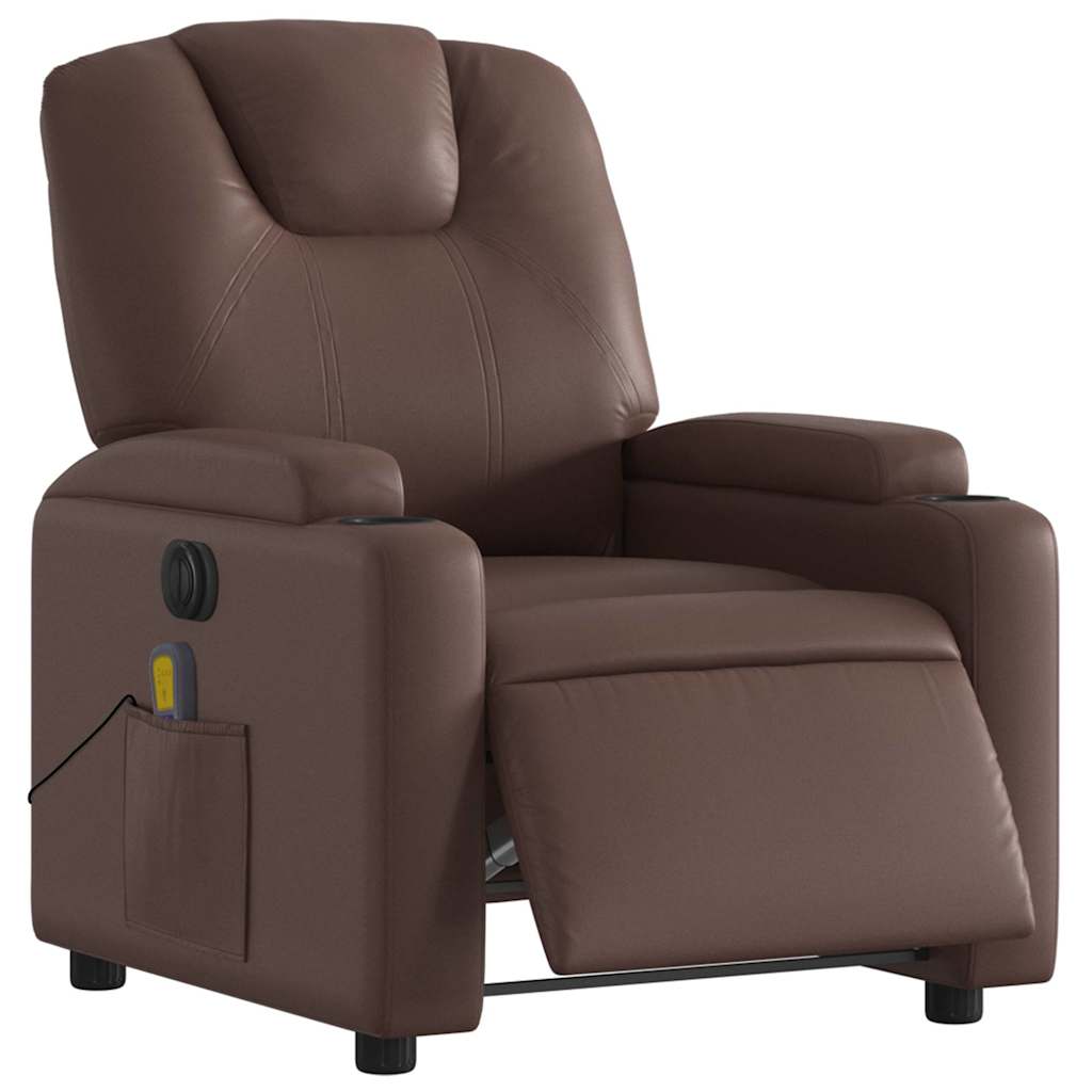 Fauteuil de massage inclinable électrique marron similicuir - XIOS