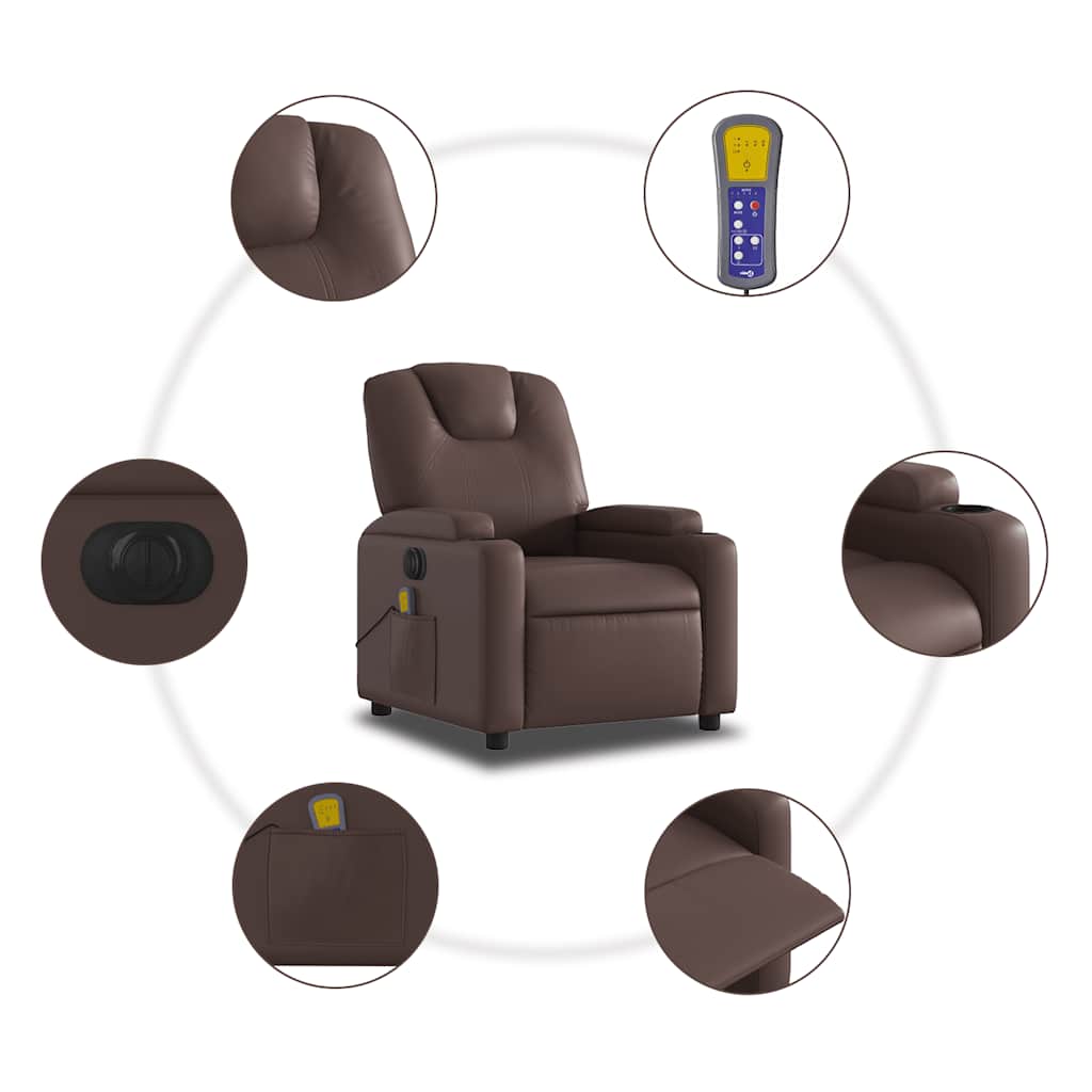 Fauteuil de massage inclinable électrique marron similicuir - XIOS