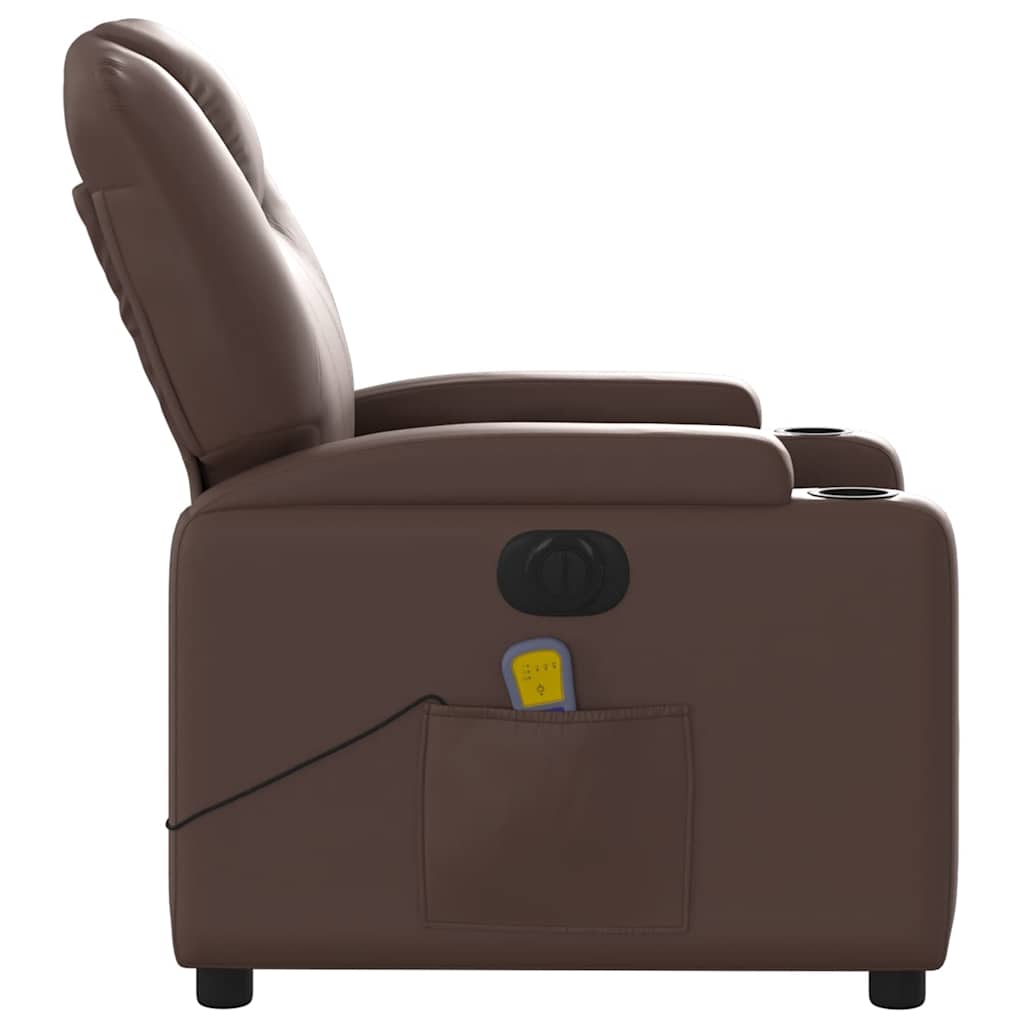 Fauteuil de massage inclinable électrique marron similicuir - XIOS