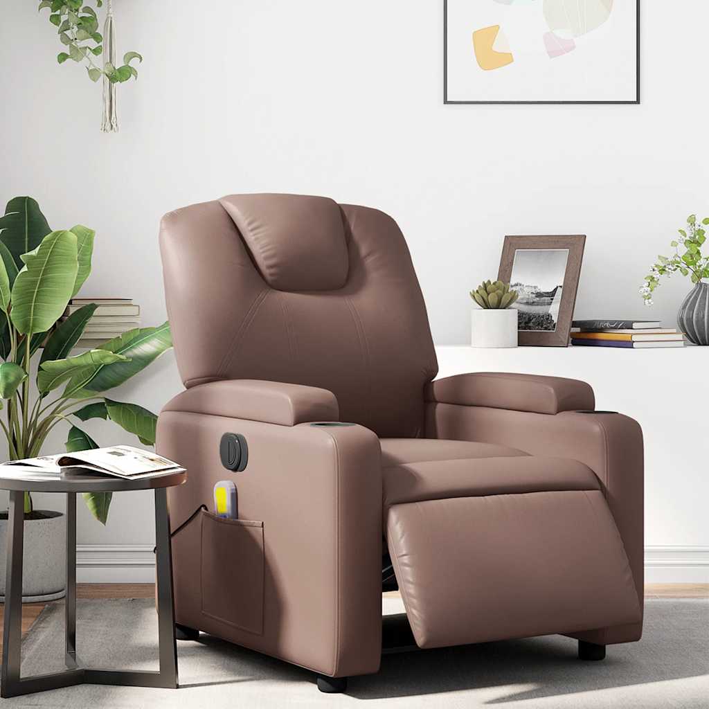 Fauteuil de massage inclinable électrique marron similicuir - XIOS