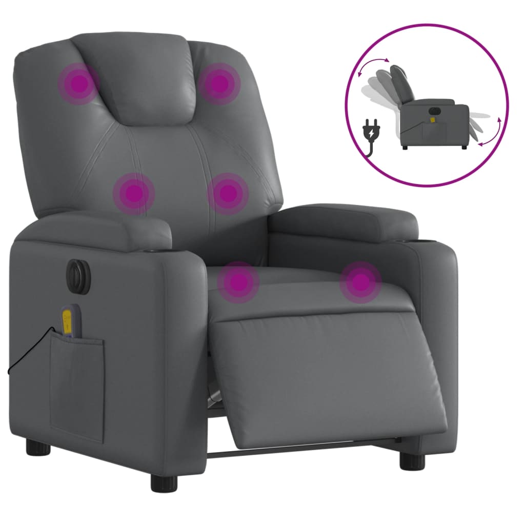Fauteuil de massage inclinable électrique gris similicuir - XIOS