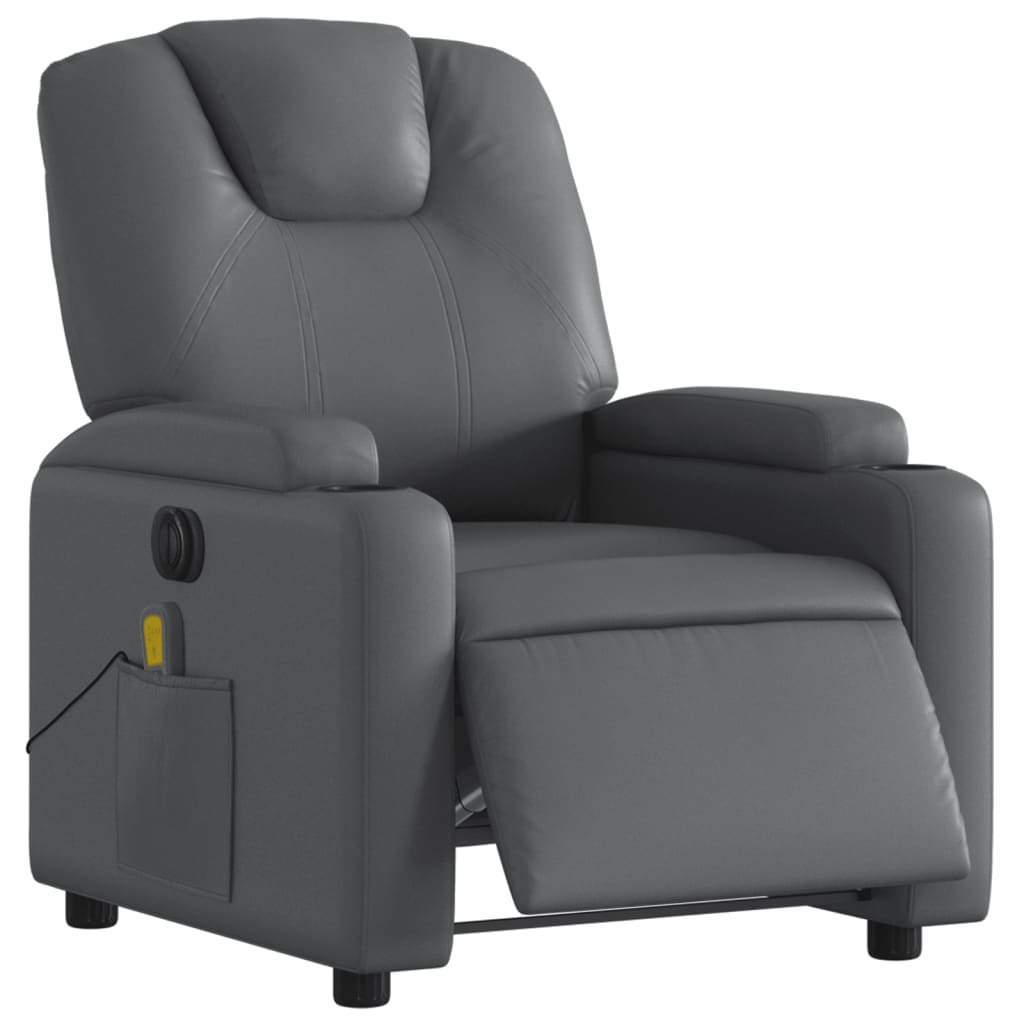 Fauteuil de massage inclinable électrique gris similicuir - XIOS