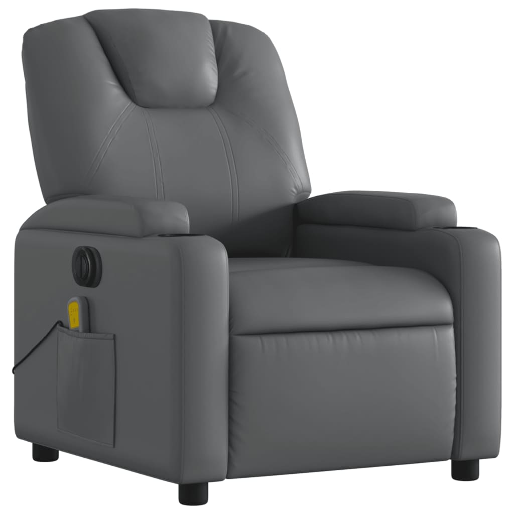 Fauteuil de massage inclinable électrique gris similicuir - XIOS