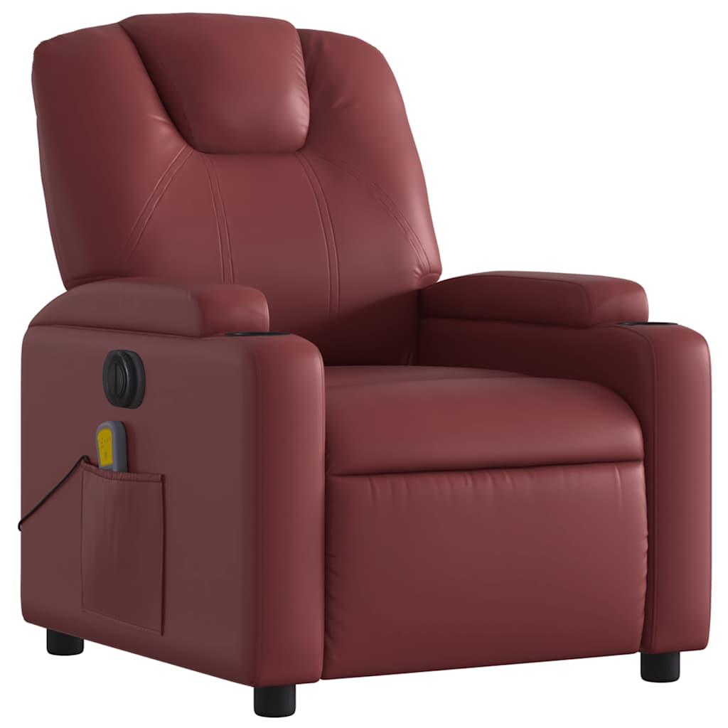 Fauteuil de massage inclinable électrique rouge bordeaux - XIOS