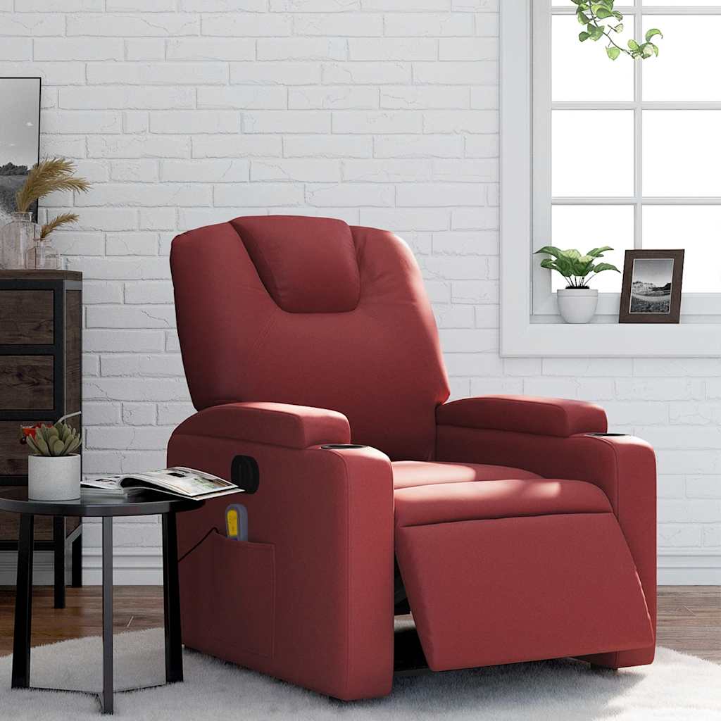 Fauteuil de massage inclinable électrique rouge bordeaux - XIOS
