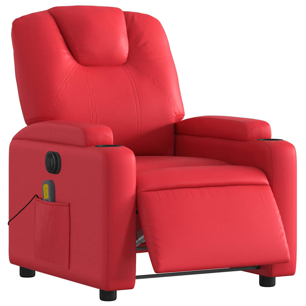 Fauteuil de massage inclinable électrique rouge similicuir - XIOS