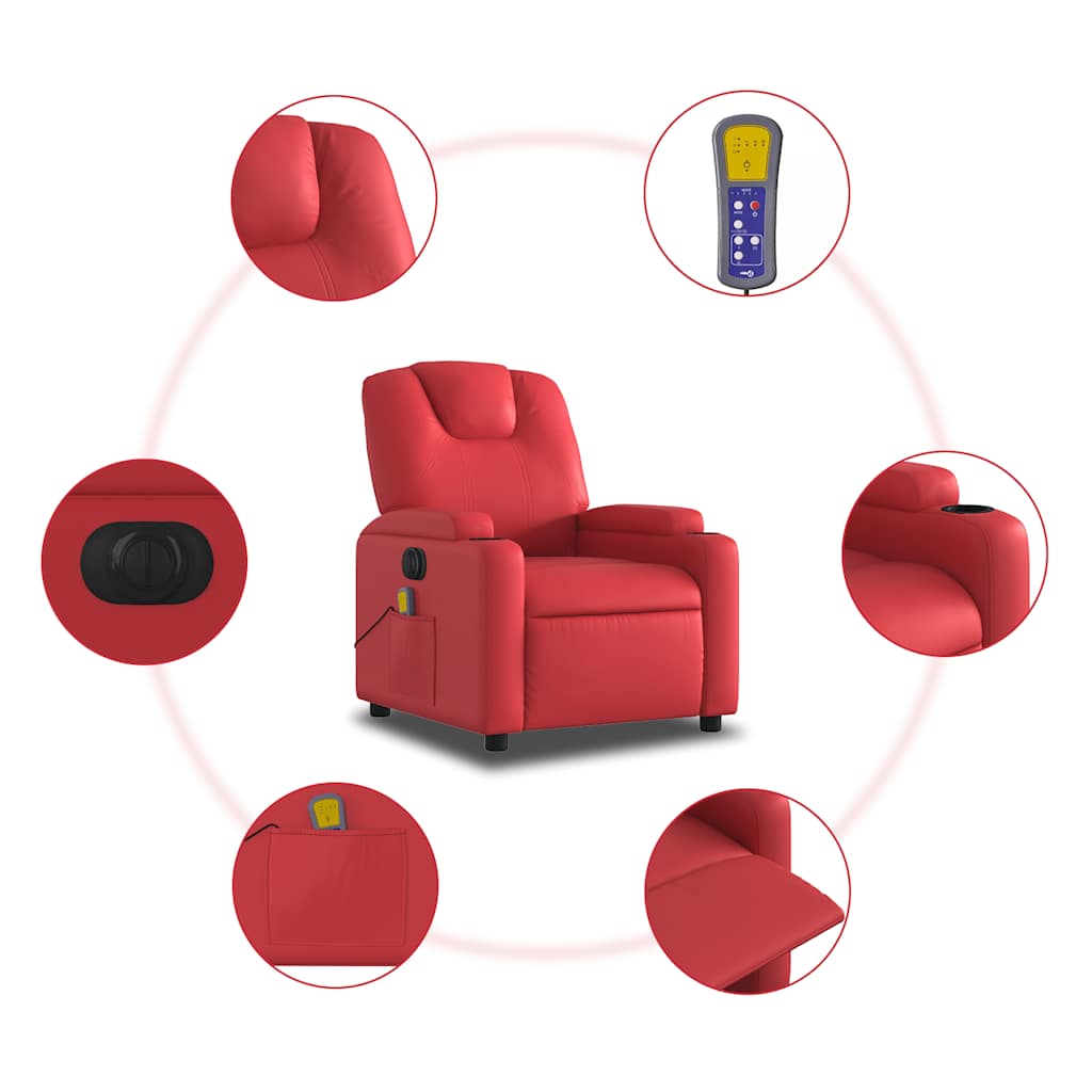 Fauteuil de massage inclinable électrique rouge similicuir - XIOS