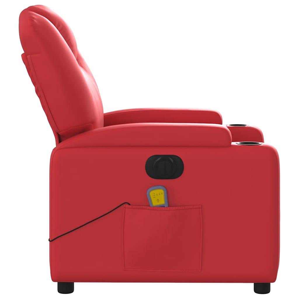 Fauteuil de massage inclinable électrique rouge similicuir - XIOS