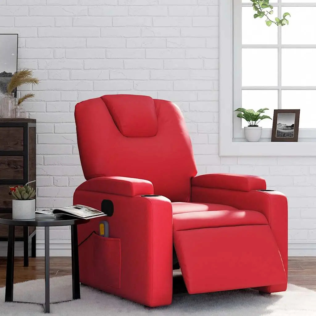 Fauteuil de massage inclinable électrique rouge similicuir - XIOS
