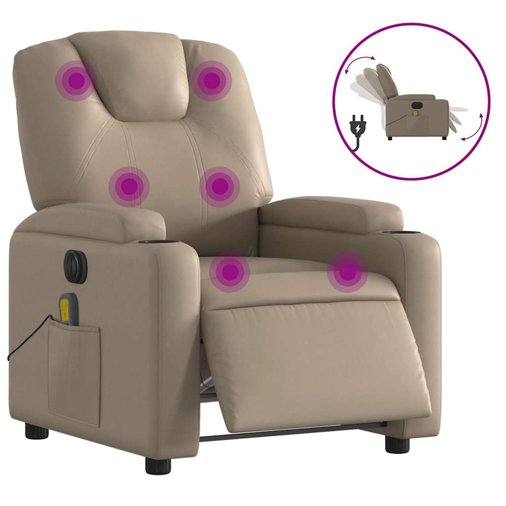 Fauteuil de massage inclinable électrique cappuccino similicuir - XIOS