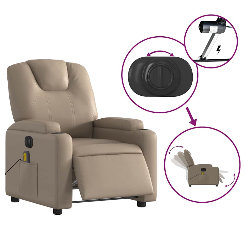 Fauteuil de massage inclinable électrique cappuccino similicuir - XIOS