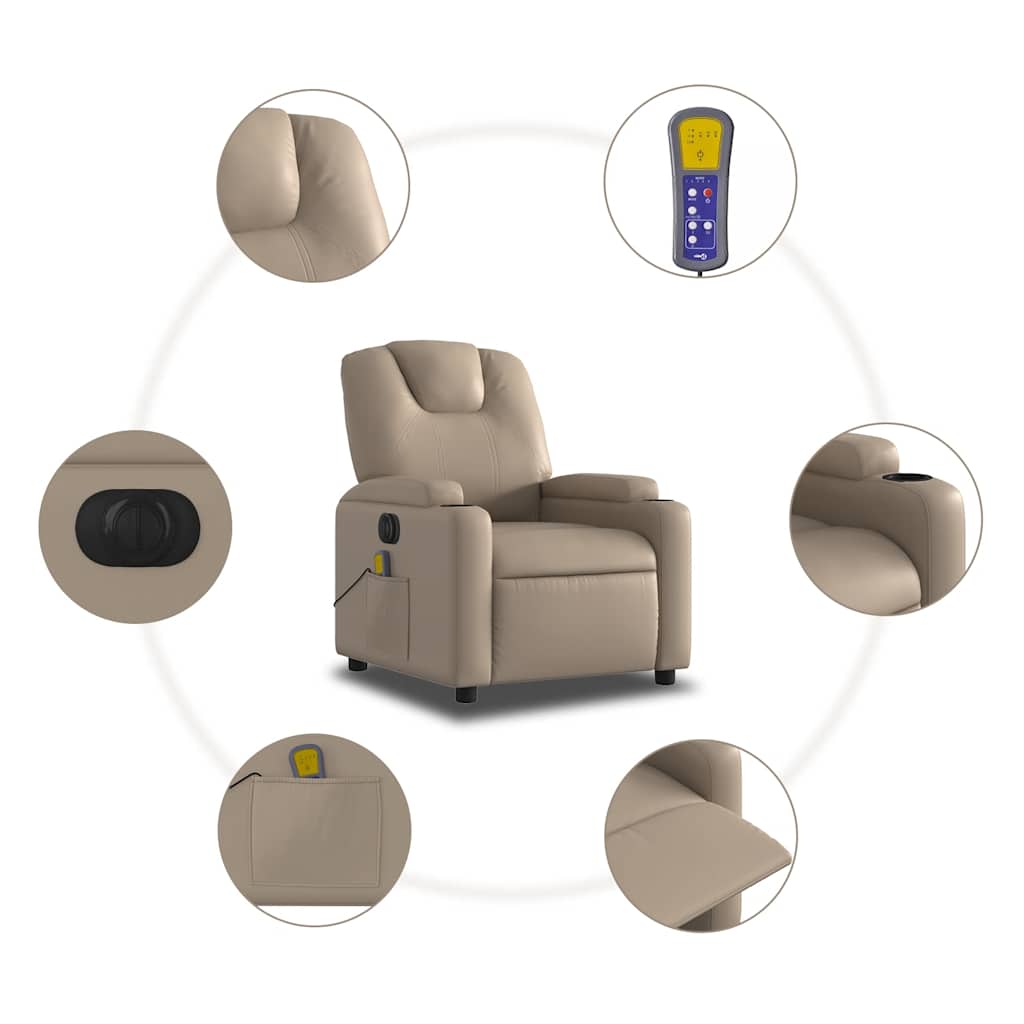 Fauteuil de massage inclinable électrique cappuccino similicuir - XIOS